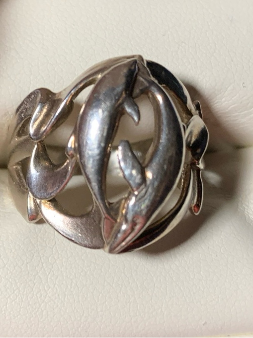 Unique Whale & Dolphin Ring- Sterling 925, Carol Felley, Sz 10, Open Work Lg